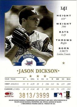 1998 Leaf - Fractal Foundations #141 Jason Dickson Back