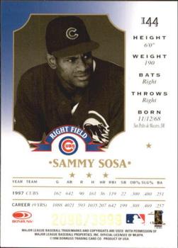 1998 Leaf - Fractal Foundations #144 Sammy Sosa Back