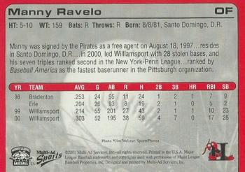 2001 Multi-Ad Hickory Crawdads Update #26 Manny Ravelo Back