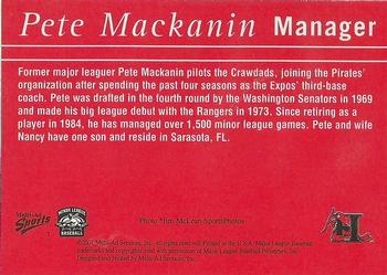 2001 Multi-Ad Hickory Crawdads #1 Pete Mackanin Back