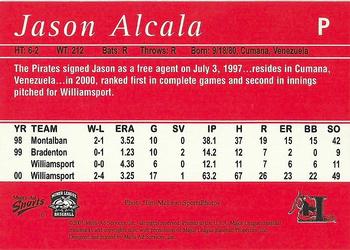 2001 Multi-Ad Hickory Crawdads #6 Jason Alcala Back