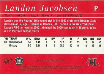 2001 Multi-Ad Hickory Crawdads #23 Landon Jacobsen Back