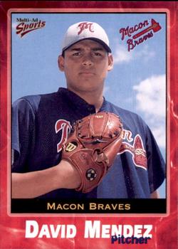 2001 Multi-Ad Macon Braves #22 David Mendez Front