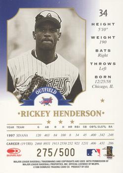1998 Leaf - Fractal Materials #34 Rickey Henderson Back