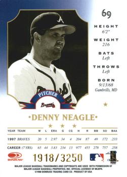 1998 Leaf - Fractal Materials #69 Denny Neagle Back