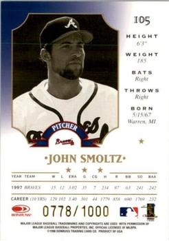 1998 Leaf - Fractal Materials #105 John Smoltz Back