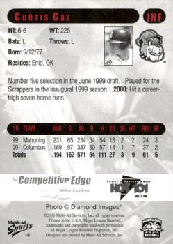 2001 Multi-Ad Mahoning Valley Scrappers #18 Curtis Gay Back