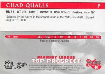 2001 Multi-Ad Midwest League Top Prospects #19 Chad Qualls Back