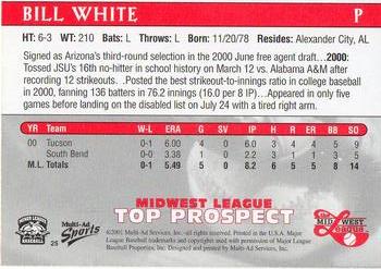 2001 Multi-Ad Midwest League Top Prospects #25 Bill White Back