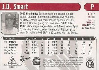 2001 Multi-Ad Oklahoma RedHawks #23 J.D. Smart Back