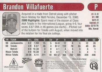 2001 Multi-Ad Oklahoma RedHawks #25 Brandon Villafuerte Back