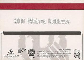 2001 Multi-Ad Oklahoma RedHawks #29 Team Photo Back