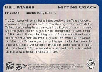 2001 Multi-Ad Tampa Yankees #2 Bill Masse Back