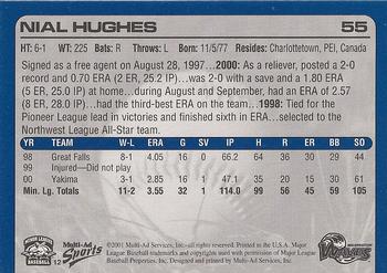 2001 Multi-Ad Wilmington Waves #12 Nial Hughes Back