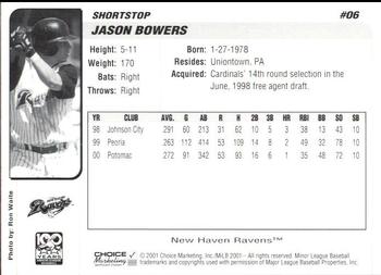 2001 Choice New Haven Ravens #06 Jason Bowers Back