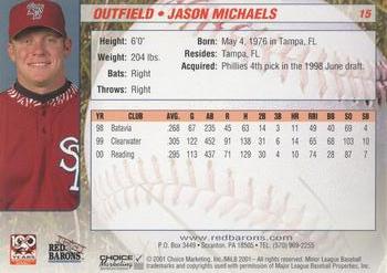 2001 Choice Scranton/Wilkes-Barre Red Barons #15 Jason Michaels Back