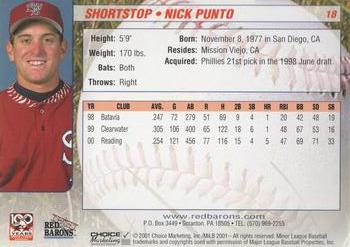 2001 Choice Scranton/Wilkes-Barre Red Barons #18 Nick Punto Back