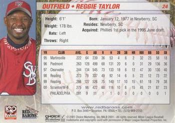 2001 Choice Scranton/Wilkes-Barre Red Barons #24 Reggie Taylor Back