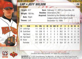 2001 Choice Rochester Red Wings #26 Jeff Wilson Back