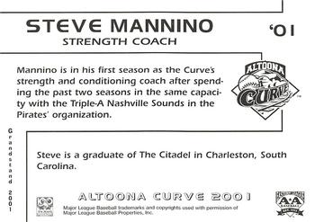 2001 Grandstand Altoona Curve #NNO Steve Mannino Back