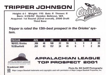 2001 Grandstand Appalachian League Top Prospects Update #NNO Tripper Johnson Back