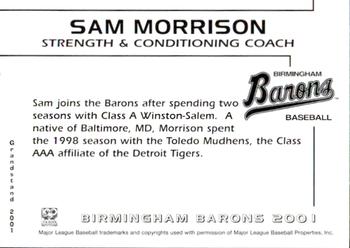 2001 Grandstand Birmingham Barons #NNO Sam Morrison Back