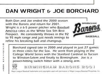 2001 Grandstand Birmingham Barons #NNO Dan Wright / Joe Borchard Back