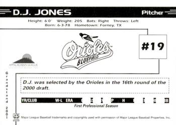 2001 Grandstand Bluefield Orioles #NNO D.J. Jones Back