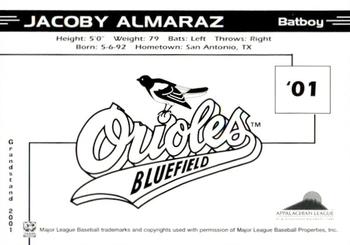 2001 Grandstand Bluefield Orioles #NNO Jacoby Almaraz Back