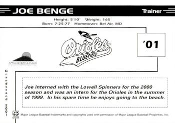 2001 Grandstand Bluefield Orioles #NNO Joe Benge Back