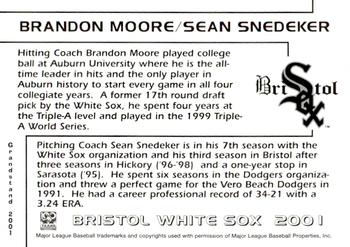 2001 Grandstand Bristol White Sox #NNO Brandon Moore / Sean Snedeker Back