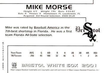 2001 Grandstand Bristol White Sox #NNO Mike Morse Back