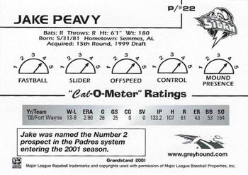 2001 Grandstand California League Top Prospects #NNO Jake Peavy Back