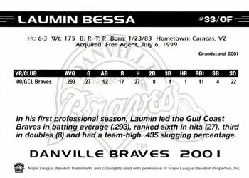 2001 Grandstand Danville Braves #NNO Laumin Bessa Back