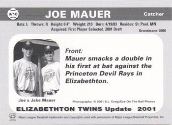 2001 Grandstand Elizabethton Twins Update #9 Joe Mauer Back