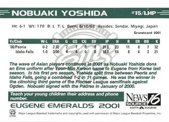 2001 Grandstand Eugene Emeralds #NNO Nobuaki Yoshida Back