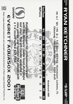2001 Grandstand Everett AquaSox #9 Ryan Ketchner Back