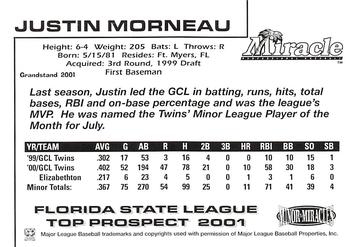 2001 Grandstand Florida State League Top Prospects #NNO Justin Morneau Back