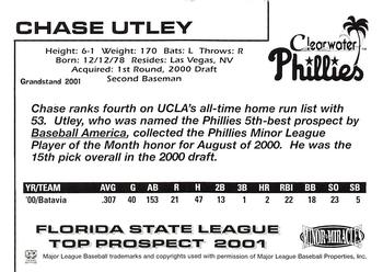2001 Grandstand Florida State League Top Prospects #NNO Chase Utley Back