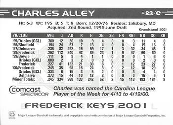 2001 Grandstand Frederick Keys #NNO Charles Alley Back