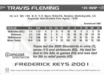 2001 Grandstand Frederick Keys #NNO Travis Fleming Back