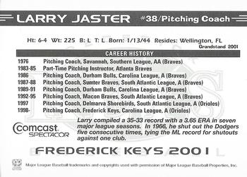 2001 Grandstand Frederick Keys #NNO Larry Jaster Back