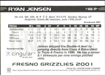 2001 Grandstand Fresno Grizzlies #NNO Ryan Jensen Back