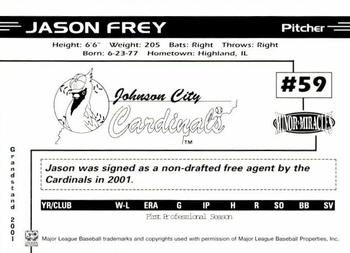 2001 Grandstand Johnson City Cardinals #NNO Jason Frey Back