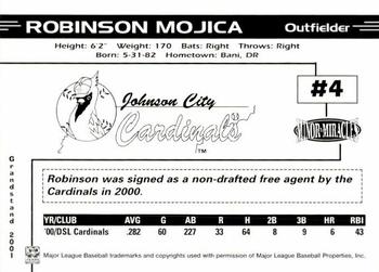 2001 Grandstand Johnson City Cardinals #NNO Robinson Mojica Back