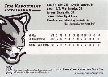 2001 Grandstand Kane County Cougars #13 Jim Kavourias Back