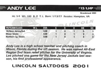 2001 Grandstand Lincoln Saltdogs #NNO Andy Lee Back