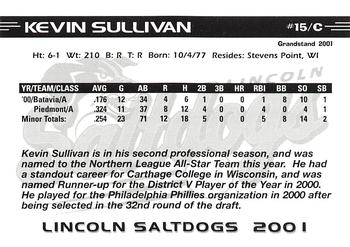 2001 Grandstand Lincoln Saltdogs #NNO Kevin Sullivan Back