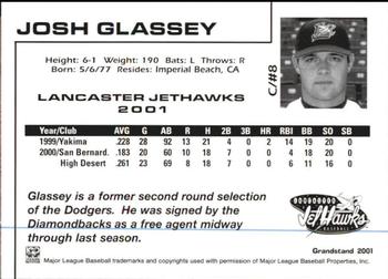2001 Grandstand Lancaster JetHawks #8 Josh Glassey Back