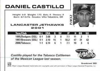 2001 Grandstand Lancaster JetHawks #32 Daniel Castillo Back